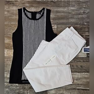 Old Navy Pixie Chino White Pants Size 4 & White House Black Market Top S/P SET
